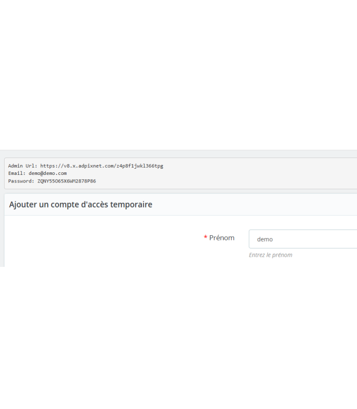 Temporary Acces pour Prestashop